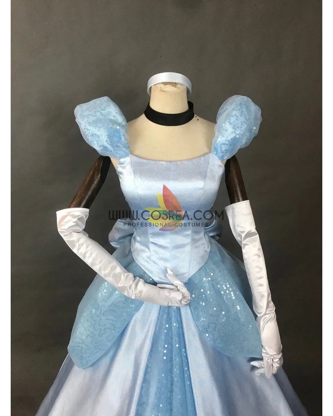 Princess Cinderella Sky Blue Sequined Tulle Cosplay Costume