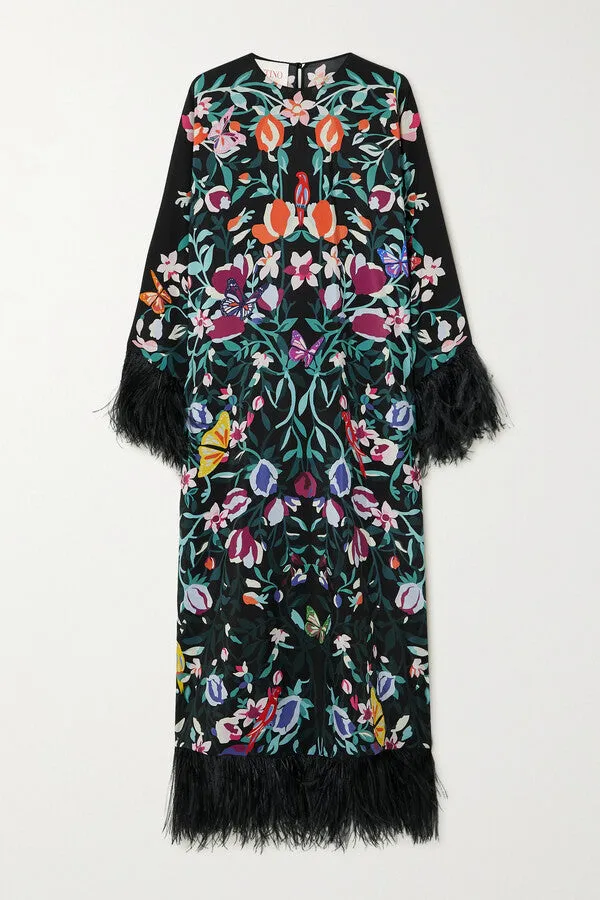 Printed Silk Maxi Dress S 070455205