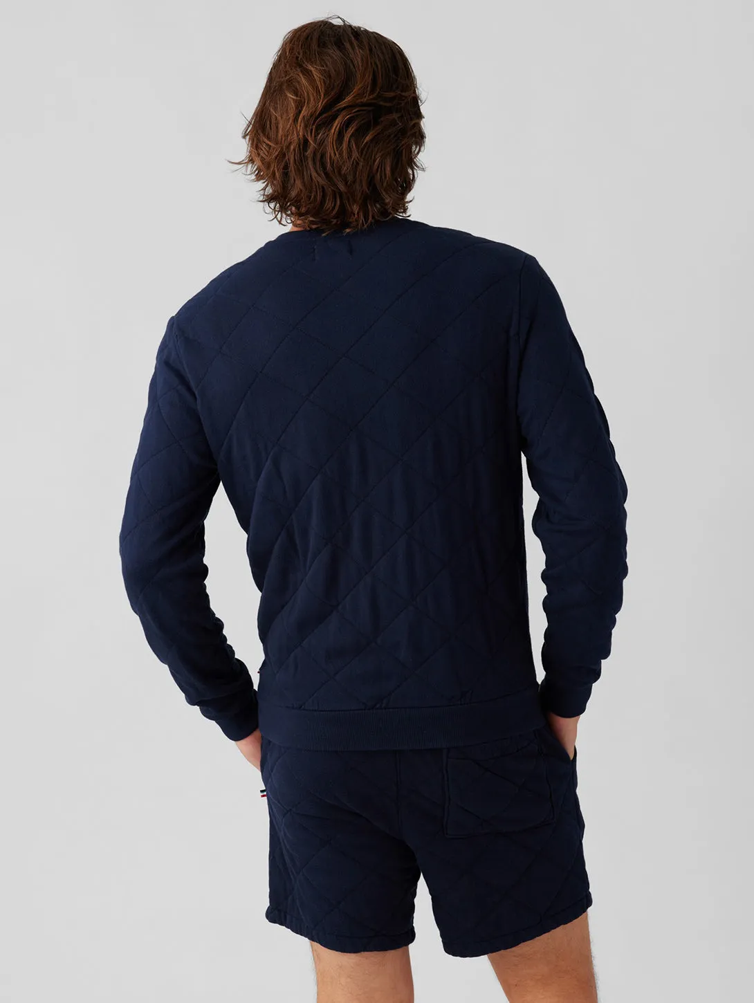 Quilted Henley Pullover - Indigo