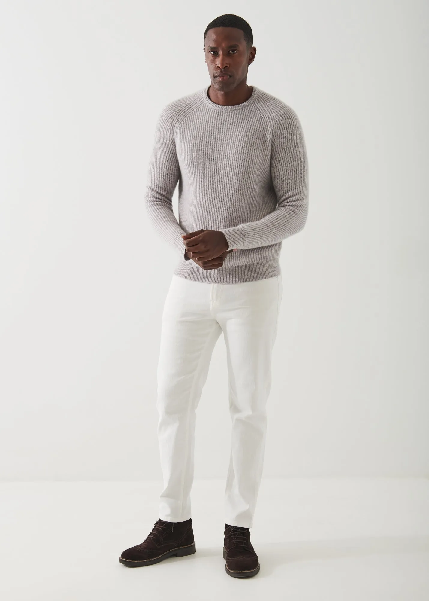 RIBBED CASHMERE CREWNECK