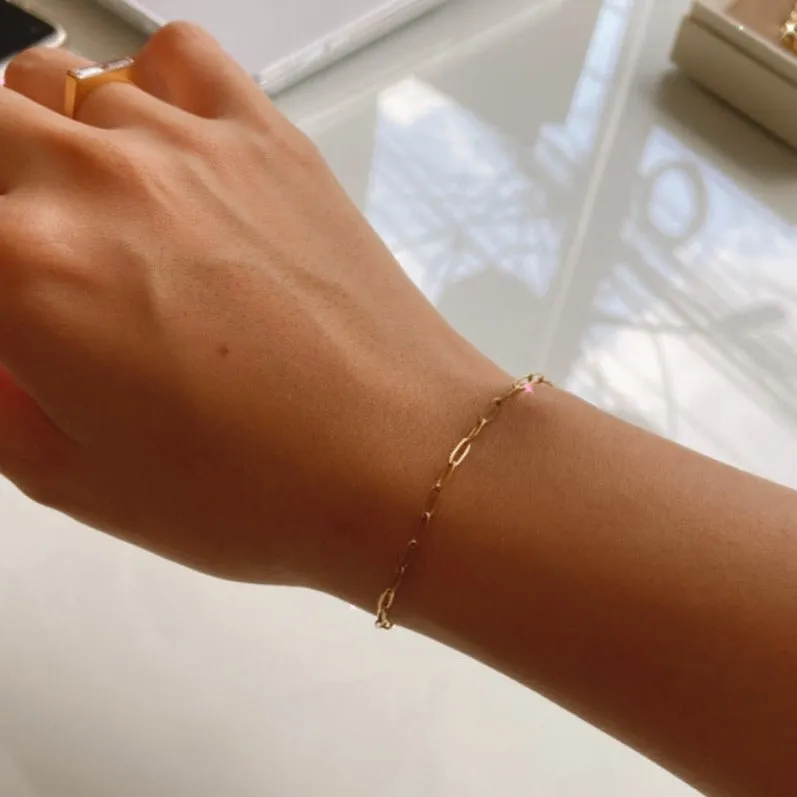 Skinny Paperlink Chain Gold Filled Bracelet