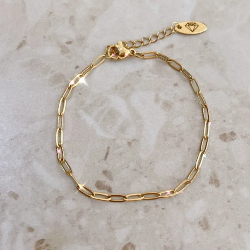 Skinny Paperlink Chain Gold Filled Bracelet