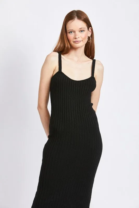 Spaghetti Strap Bodycon Knit Midi Dress