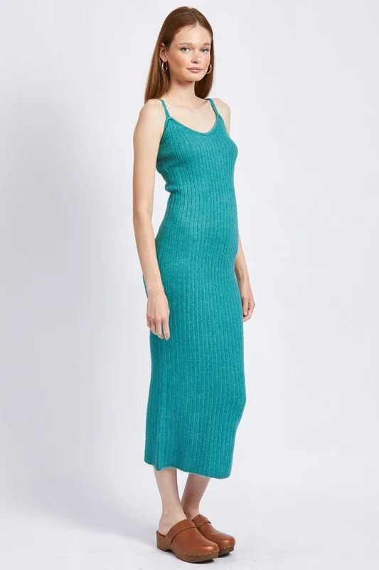 Spaghetti Strap Bodycon Knit Midi Dress