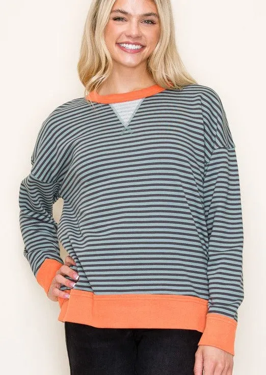 Spruce Striped Terry Pullover