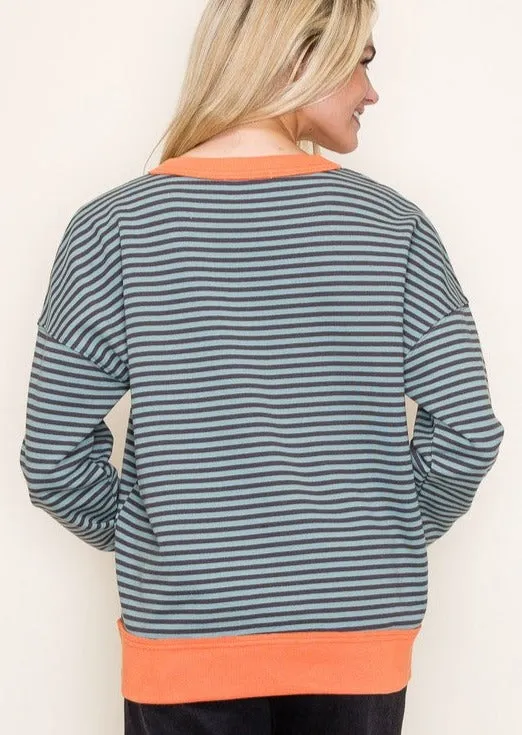 Spruce Striped Terry Pullover