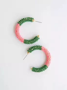 Staci Earrings- Pink/Forest