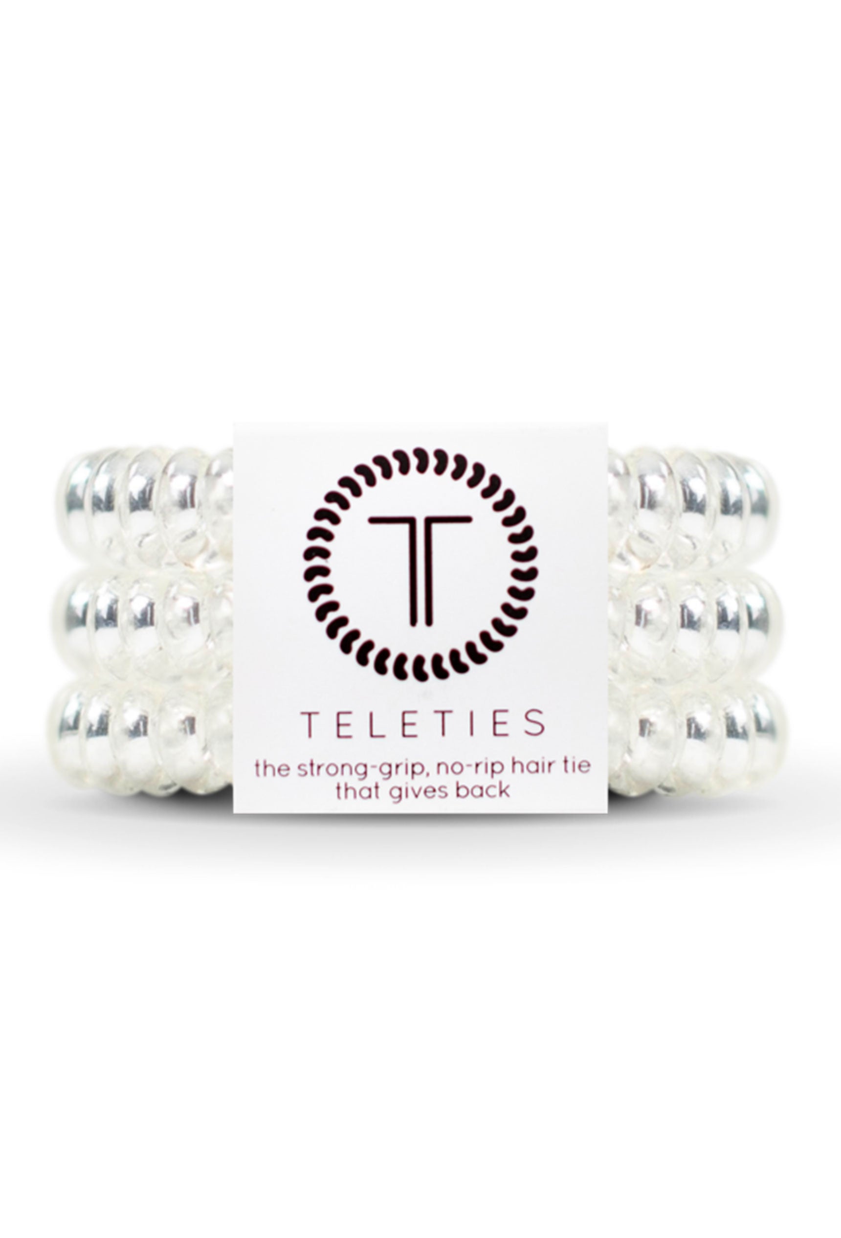 TELETIES Large Hair Ties - Crystal Clear