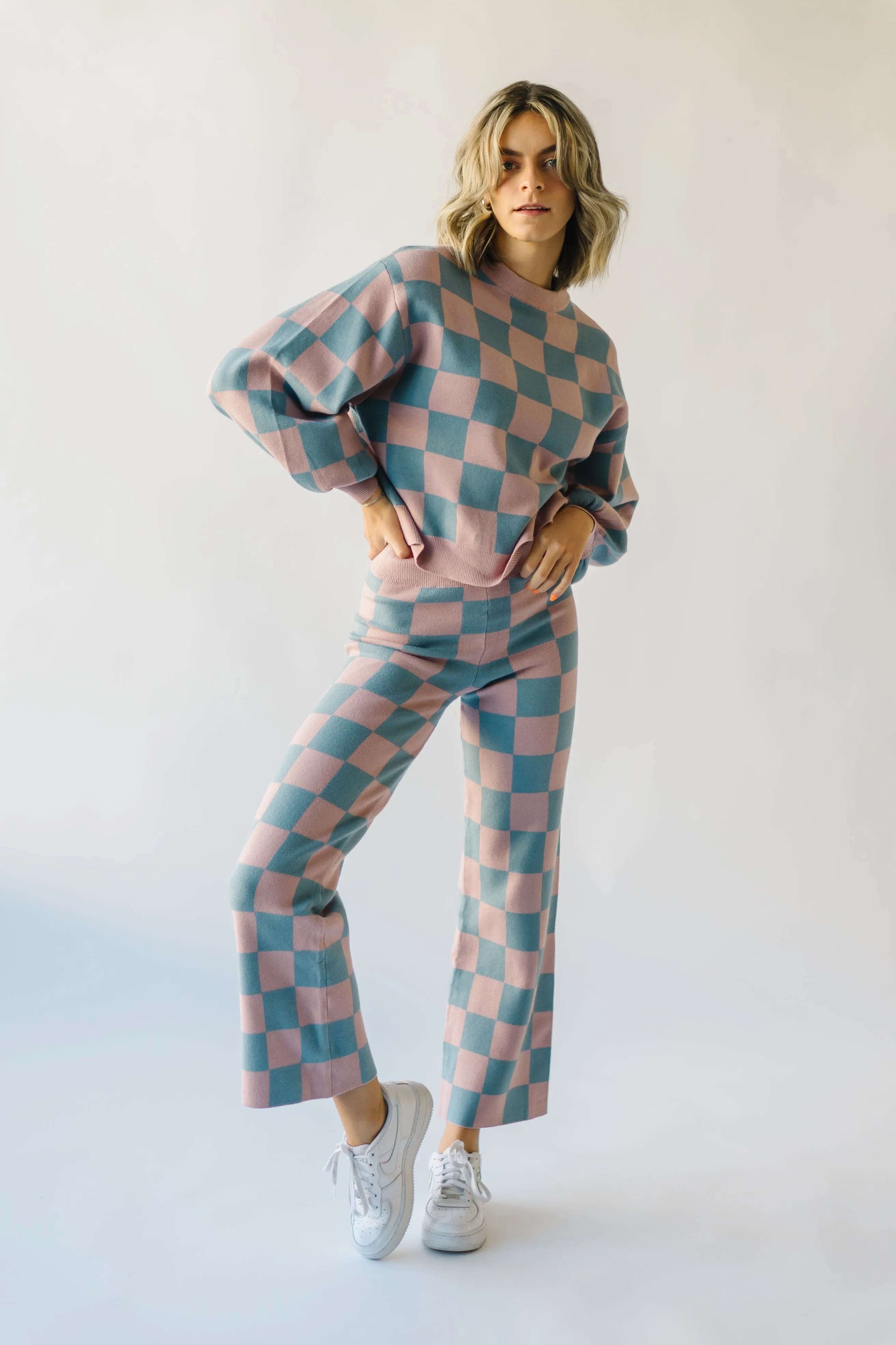 The Granger Checkered Pant in Mauve + Blue