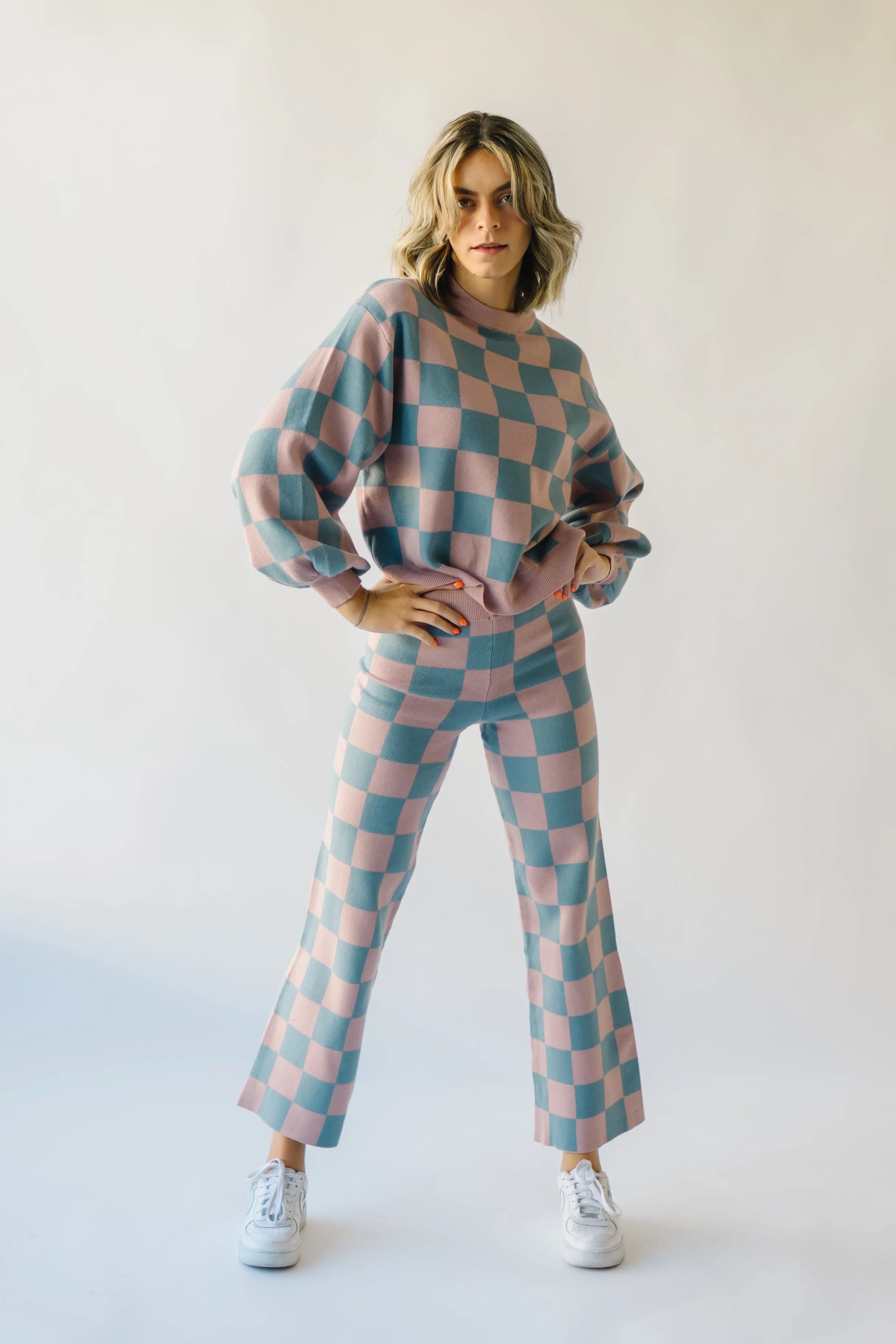 The Granger Checkered Pant in Mauve + Blue