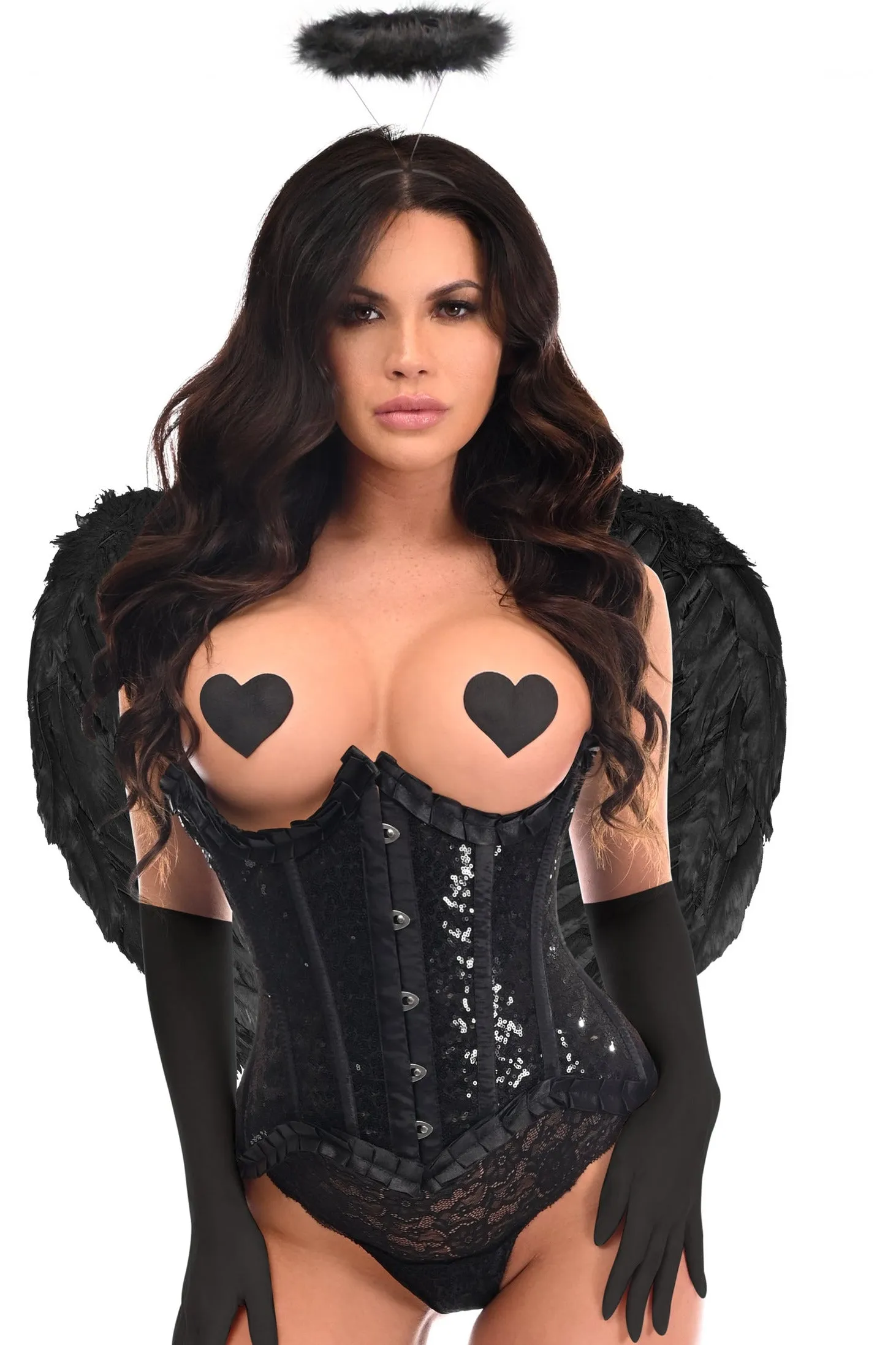 Top Drawer 4 PC Pin-Up Dark Angel Corset Costume