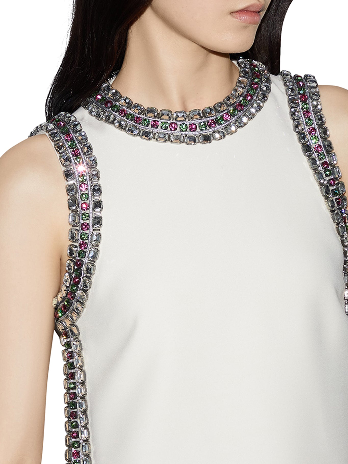 TOP IN WOOL AND SILK WITH CRYSTAL EMBROIDERY