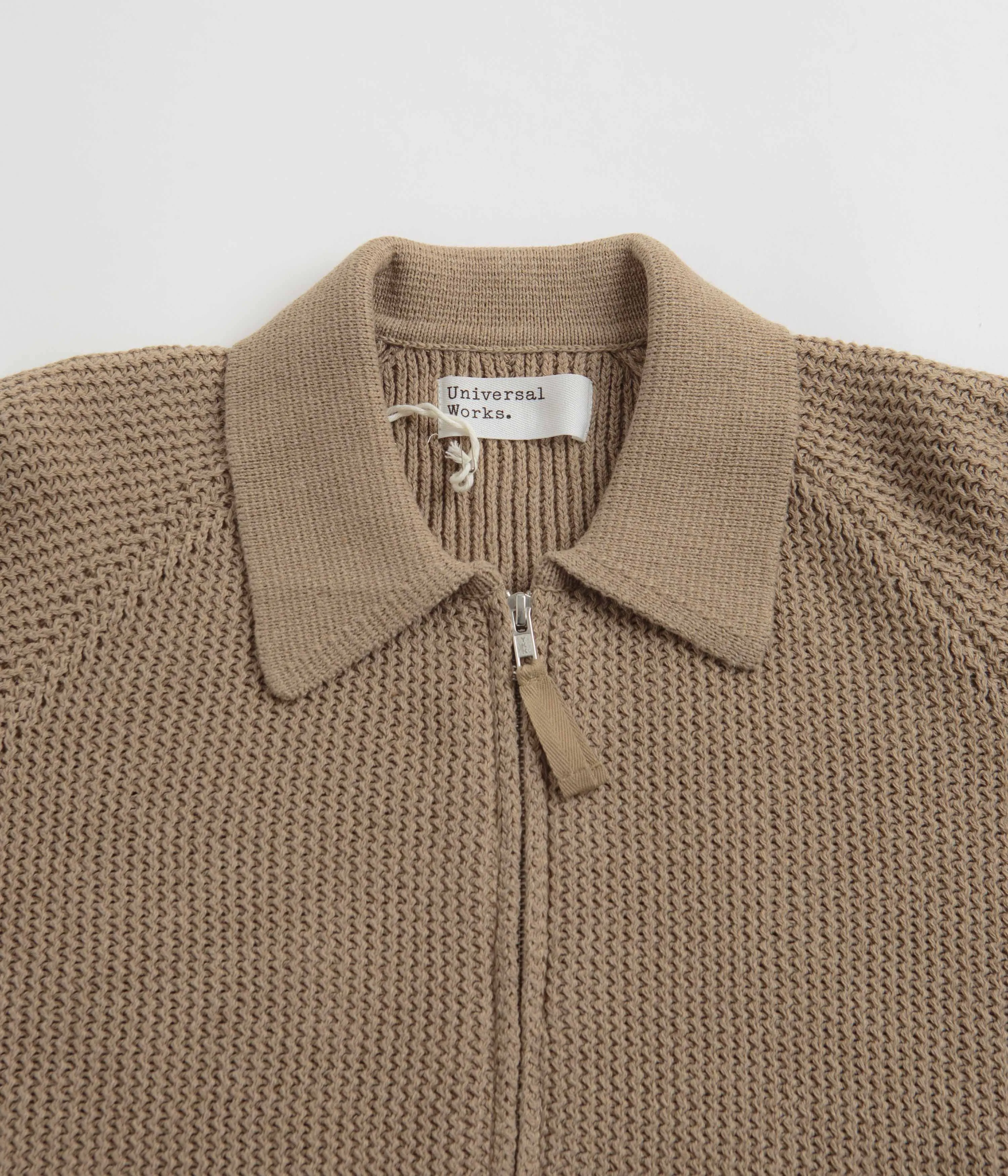 Universal Works Rack Stitch Zip Up Knit Sweatshirt - Summer Oak