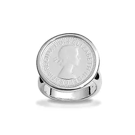 Von Treskow Sterling Silver Authentic 6 Pence Coin Ring