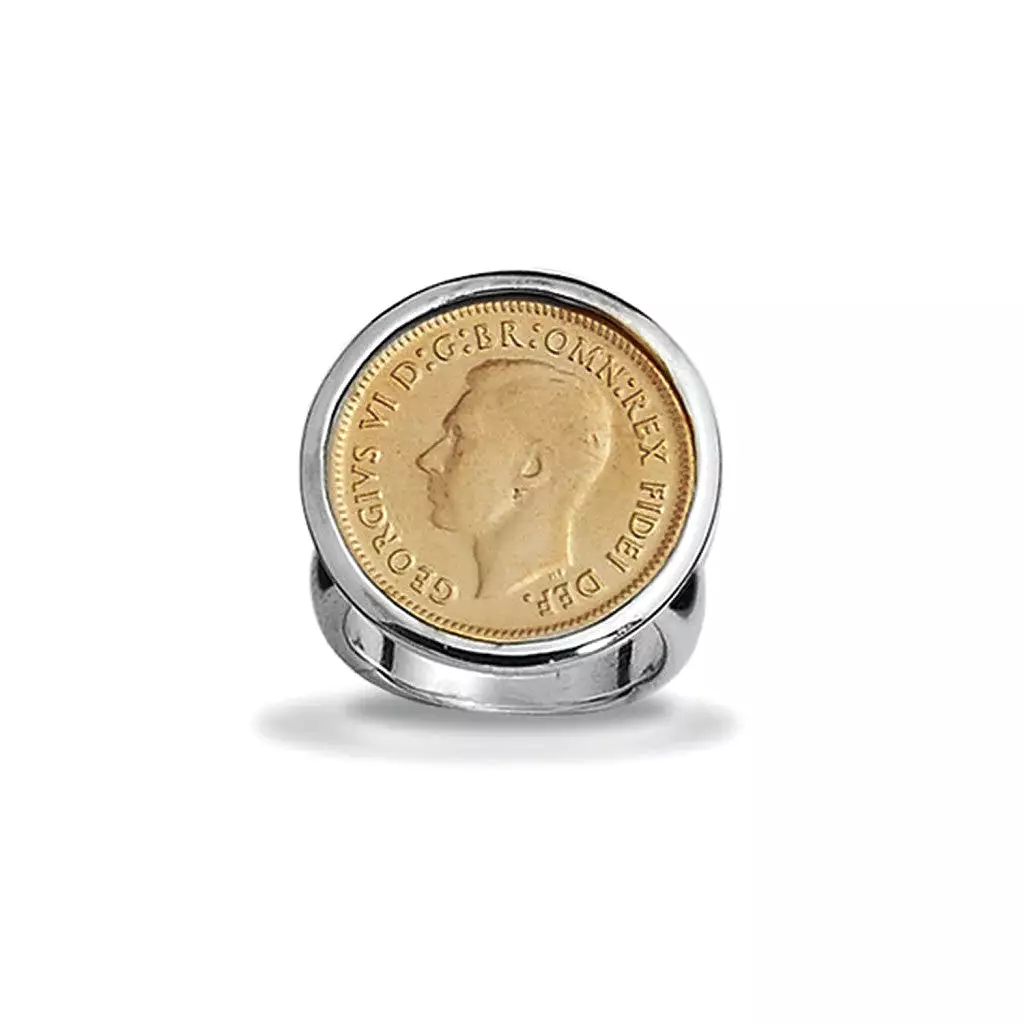 Von Treskow YELLOW GOLD SIXPENCE COIN RING