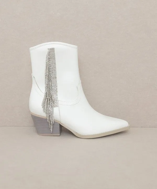 White Rowan Rhinestone Fringe Boot