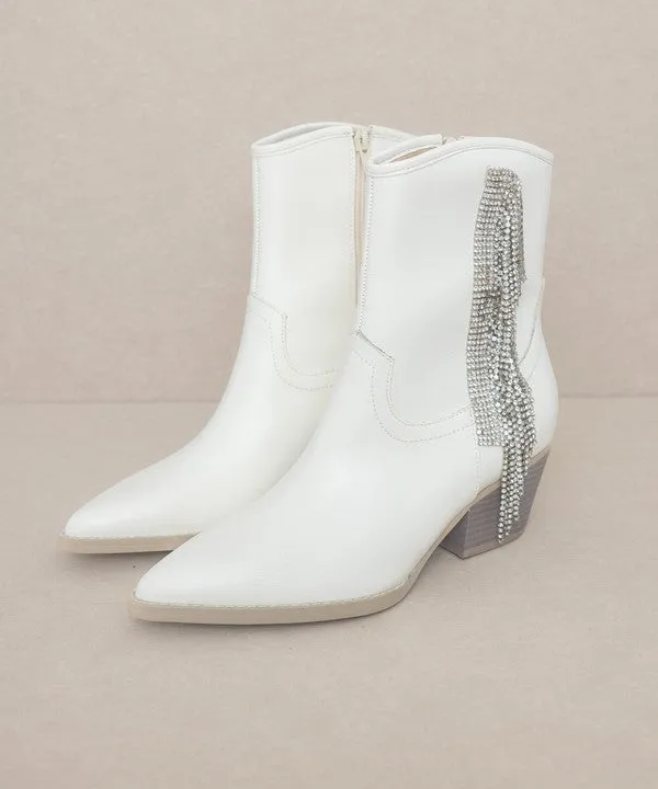 White Rowan Rhinestone Fringe Boot