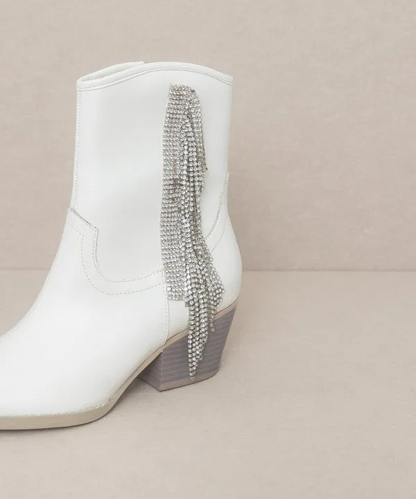 White Rowan Rhinestone Fringe Boot