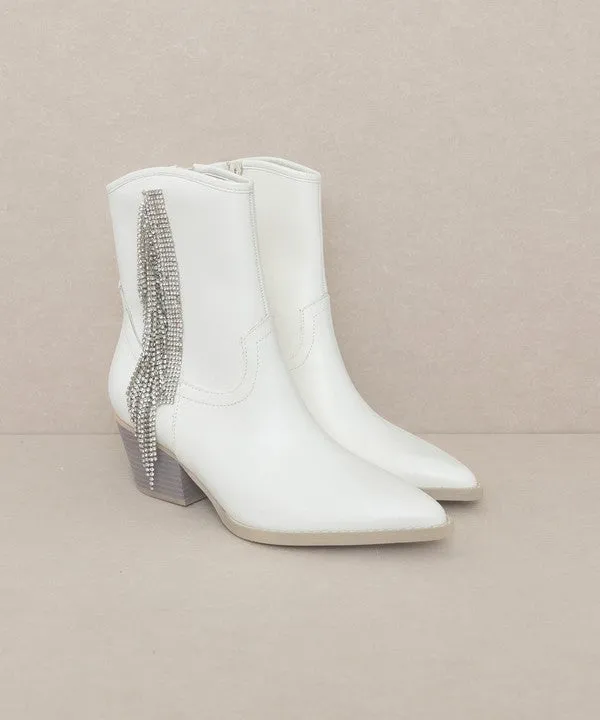 White Rowan Rhinestone Fringe Boot