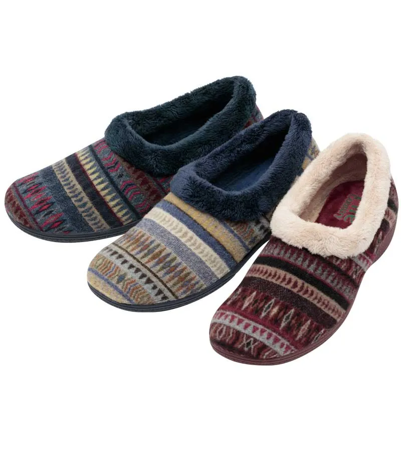 Women's Fleece Lined Slippers - Aztec