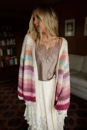 Wrapped up in Color Knit Cardigan - Pink Multi